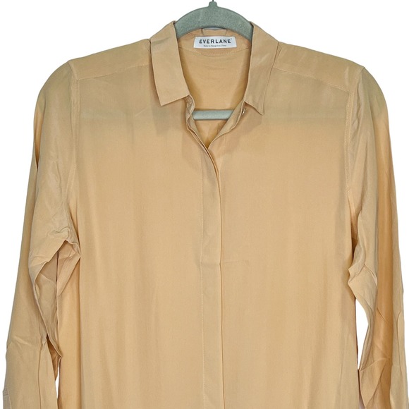 NWT Everlane The Relaxed 100% Silk Button Down Shirt Peach Size Small - Picture 4 of 8